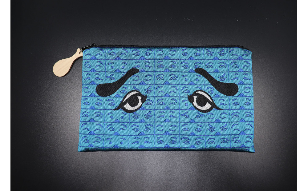 博多織にわかポーチ（青）Ｗ約21cm×Ｈ約13cm