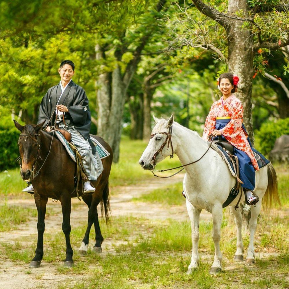 福岡城　着物で乗馬体験　２名様分