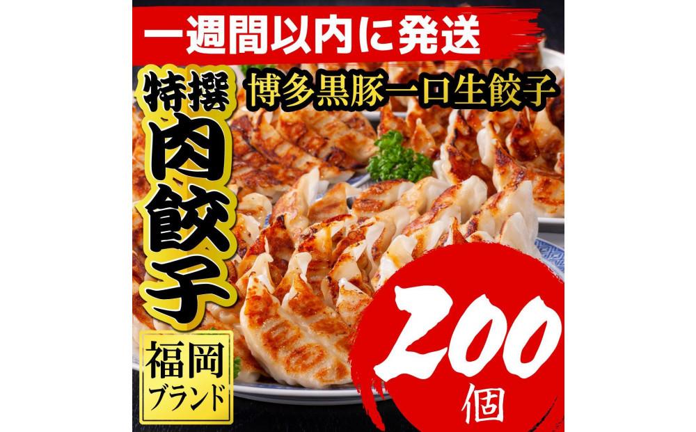 【200個!!】【福岡ブランド】博多黒豚一口生餃子 8パック小分　福岡県産ラー麦皮使用　創業40年以上福岡会社製造　【1週間以内