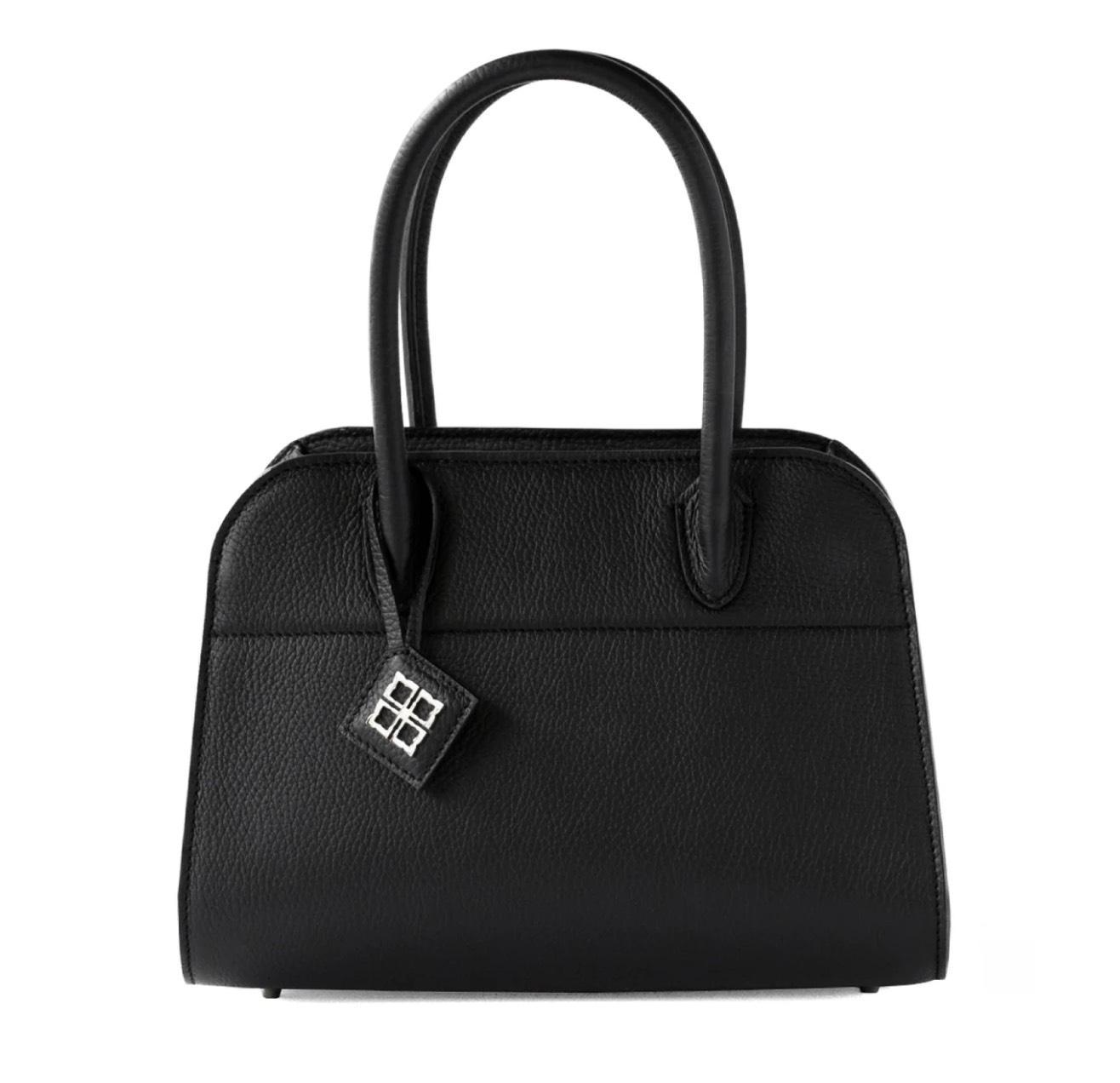 【福岡市のオーダーメイド革工房手作り】ハンドバッグ　ピノ25　キュイールマッシュ / ブラック