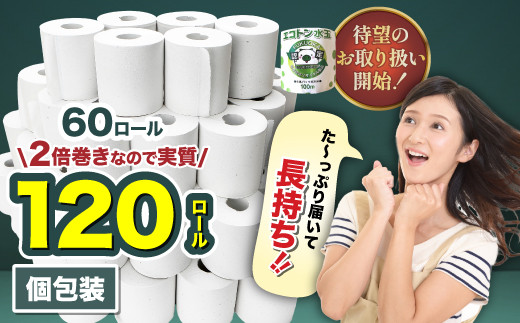 トイレットペーパー エコトン水玉 100ｍ×60個【福岡市】