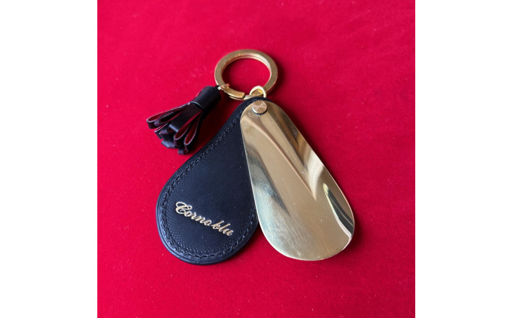 ボックスカーフ真鍮シューホーン（携帯靴べら）