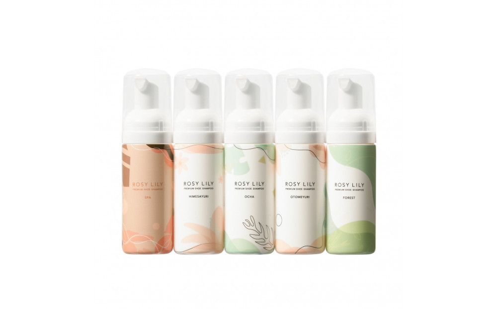 【セット】ROSY LILY　プレミアムシューズシャンプー 5種の香りの詰め合わせ250ml （50ml×5本）（香りの種類：O