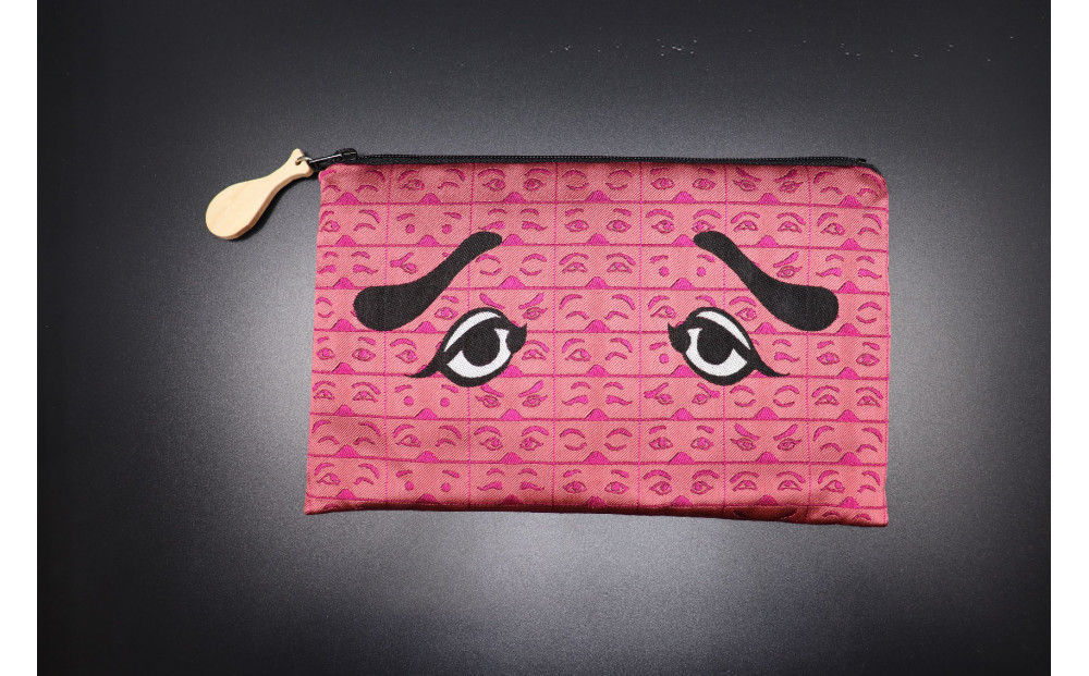 博多織にわかポーチ（ピンク）Ｗ約21cm×Ｈ約13cm